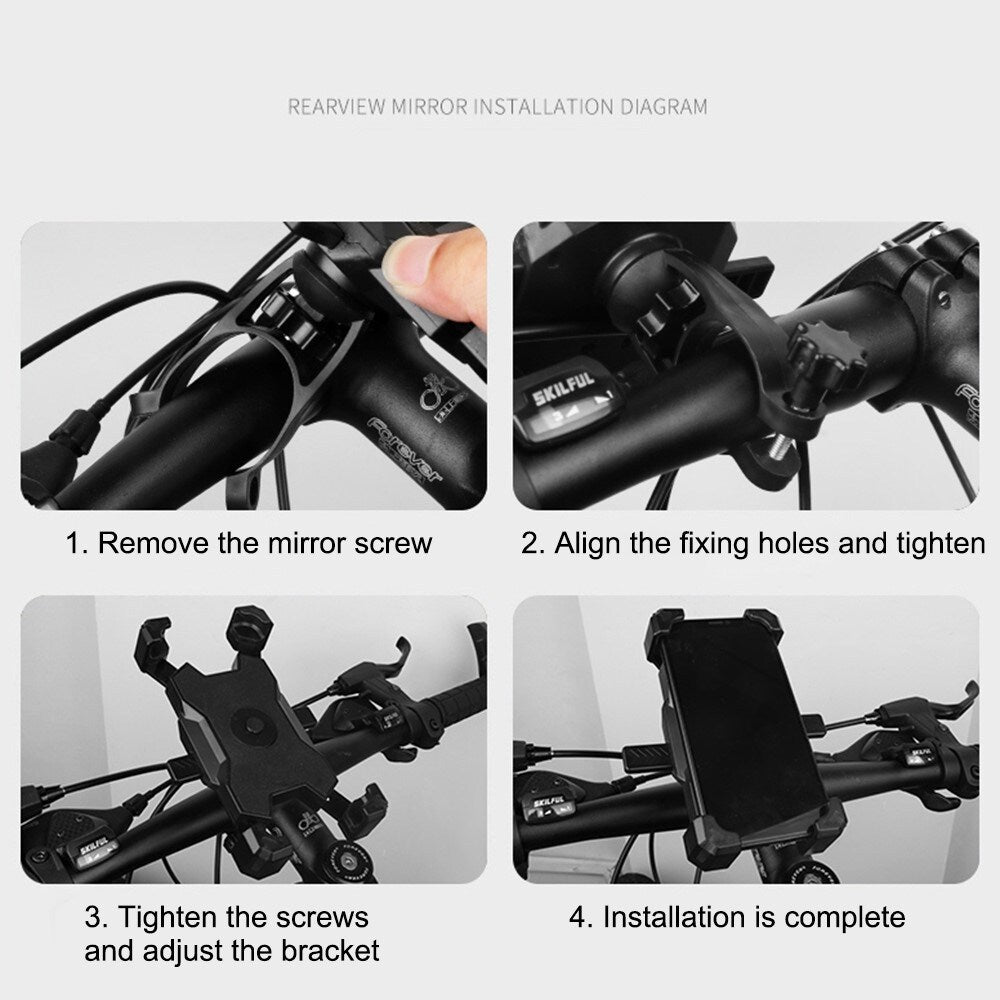 Handyhalterung Fahrrad | 360 Drehung Rutschfest Stoßfest | Für Mountainbike & E-Bike Fahrer | Bicycle Phone Holder Black